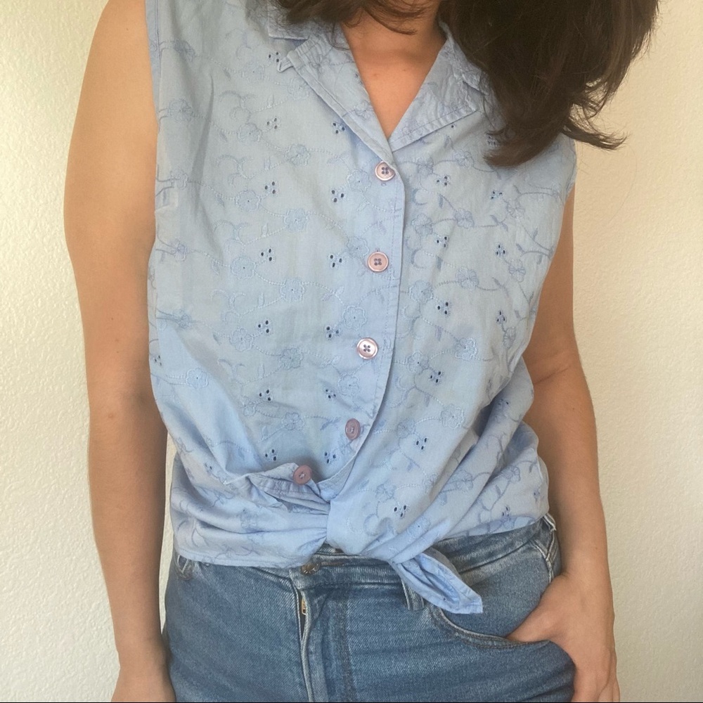 3/$20 Button Down Eyelet Embroidered Tank